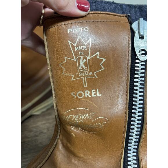 Vintage Sorel Pinto Leather/Rubber/Zipper/Wool Duck Boots Size 8 Rare - Picture 4 of 9